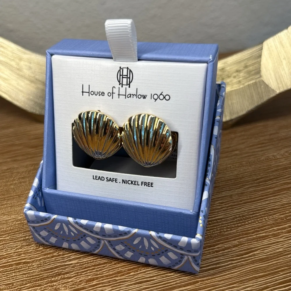nib HOUSE OF HARLOW Scallop Shell Earrings - Picture 5 of 8